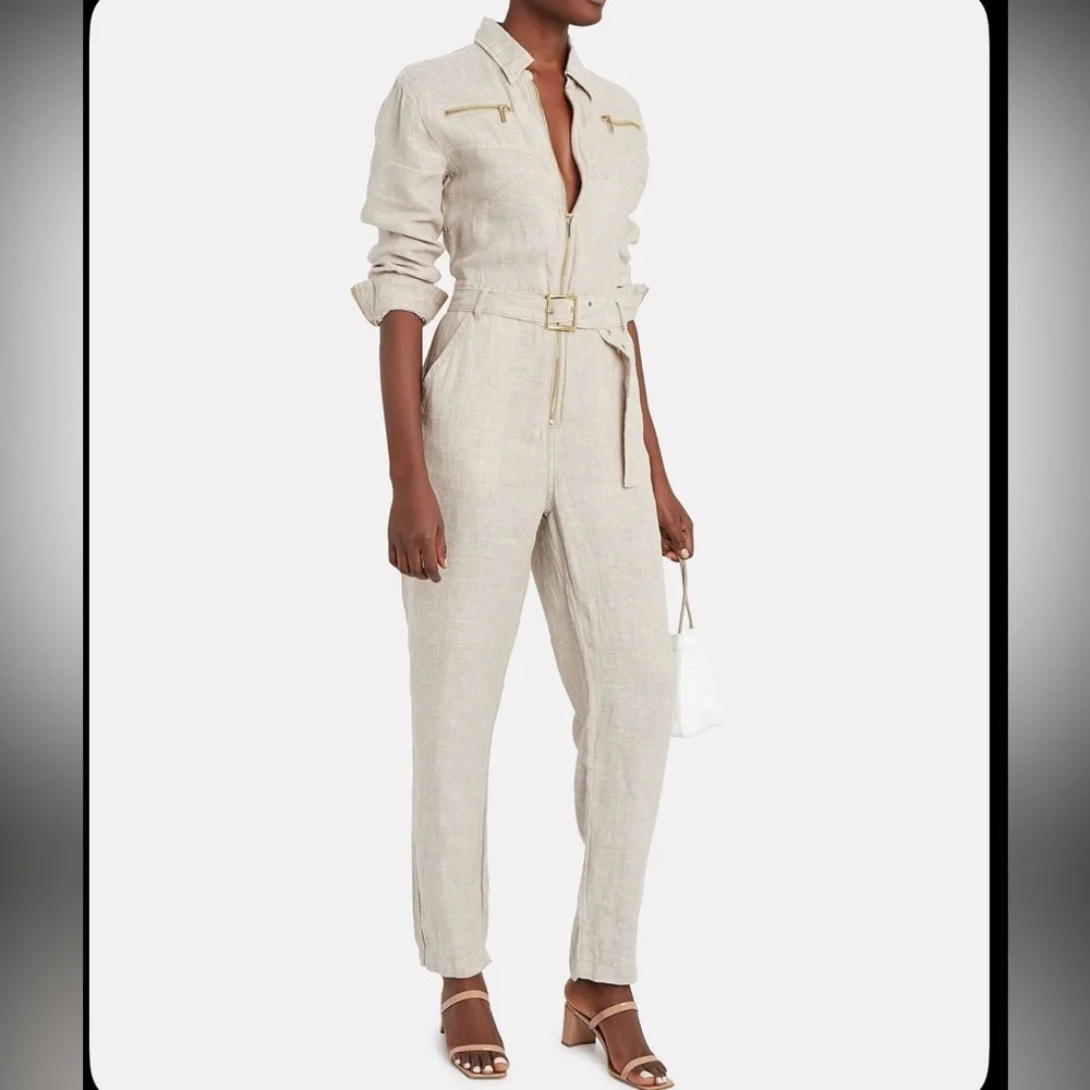 WeWoreWhat Beige Linen Jumpsuit - Picture 1 of 7